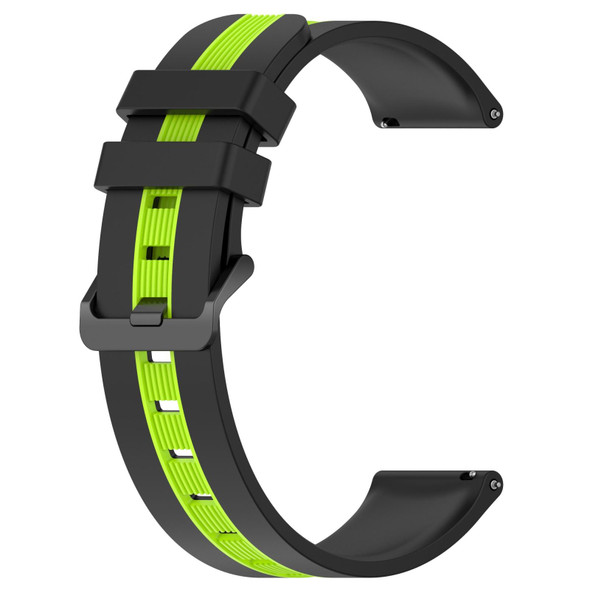 For Samsung Gear S3 Frontier 22mm Vertical Two-Color Silicone Watch Band(Black+Lime Green)