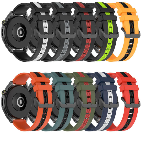 For Garmin Vivoactive 4 22mm Vertical Two-Color Silicone Watch Band(Orange+Black)