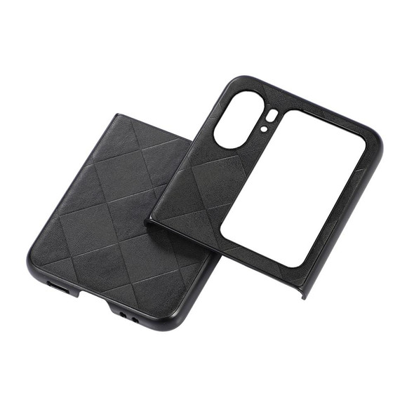 For OPPO Find N2 Flip Weave Plaid PU Phone Case(Black)