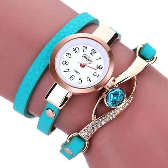 3 PCS Eye Shape Gemstone Bracelet Watch for Women(Lake blue)