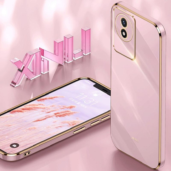 For vivo Y02 4G XINLI Straight 6D Plating Gold Edge TPU Phone Case(Mint Green)