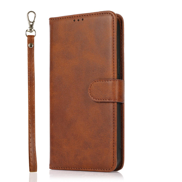 Calf Texture 2 in 1 Detachable Magnetic Back Cover Horizontal Flip Leatherette Case with Holder & Card Slots & Wallet & Photo Frame - iPhone XS / X(Brown)