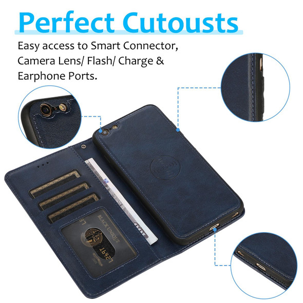 Calf Texture 2 in 1 Detachable Magnetic Back Cover Horizontal Flip Leatherette Case with Holder & Card Slots & Wallet & Photo Frame - iPhone 6s Plus / 6 Plus(Blue)
