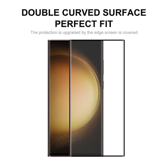 For Samsung Galaxy S23 Ultra 5G 2pcs ENKAY 3D Full Glue Hot Bending Explosion-proof Full Tempered Glass Film, Support Ultrasonic Fingerprint Unclock