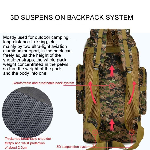 56-75L Large Capacity Travel Hiking Bag Waterproof and Scratch-resistant Backpack(Acu Camouflage)