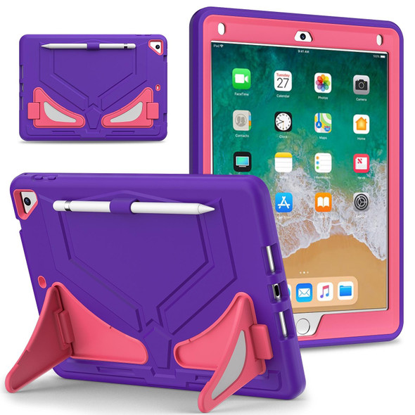 For iPad 9.7 2018/2017 / Pro 9.7 2016 / Air 2 Silicone + PC Shockproof Protective Tablet Case(Purple+Rose)