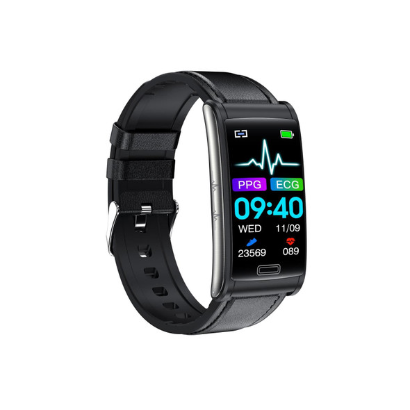 E600 1.47 inch Color Screen Smart Watch Leatherette Strap Support Heart Rate Monitoring / Blood Pressure Monitoring(Black)