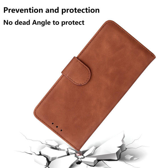 For Samsung Galaxy A34 5G Skin Feel Pure Color Flip Leatherette Phone Case(Brown)