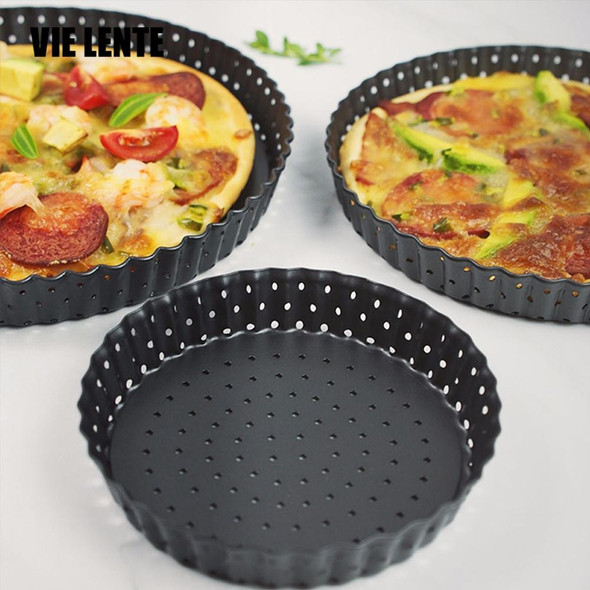 BM1075 Perforated Pizza Pan Kitchen Carbon Steel Non-stick Fruit Pie Mould Bakeware, Specification: 5 inches