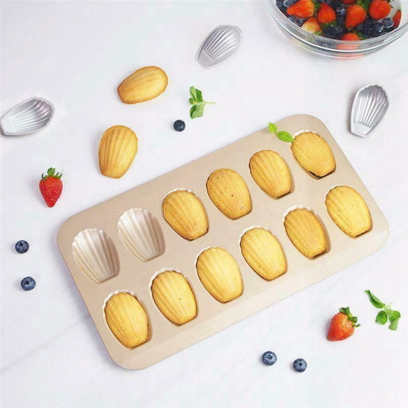 BM1067 Shell Shaped Non-stick Cake Mold Kitchen Biscuit Pan Baking Mold, Specification: Silver Thicken