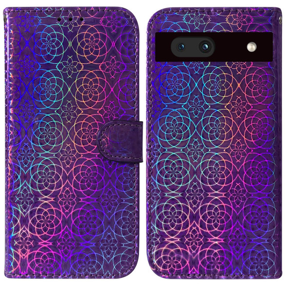 For Google Pixel 7a Colorful Magnetic Buckle Leatherette Phone Case(Purple)