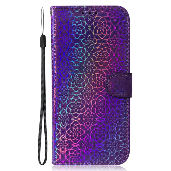 For OPPO A58 Colorful Magnetic Buckle Leatherette Phone Case(Purple)