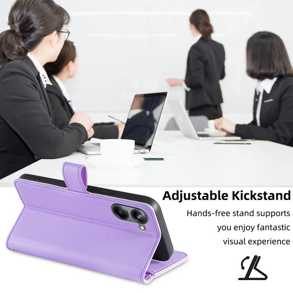 For Realme 10 Pro 5G Sheep Texture Cross-body Zipper Wallet Leatherette Phone Case(Purple)