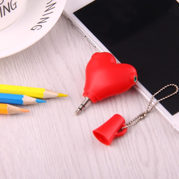 1 Male to 2 Females 3.5mm Jack Plug Multi-function Heart Shaped Earphone Audio Video Splitter Adapter with Key Chain for iPhone, iPad, iPod, Samsung, Xiaomi, HTC and Other 3.5 mm Audio Interface Elec