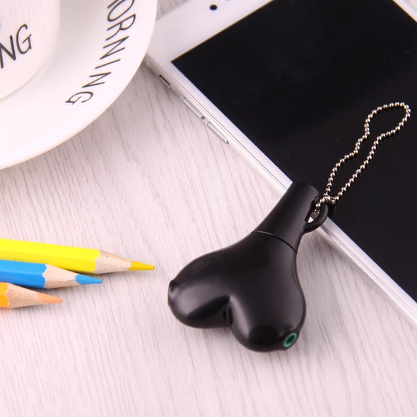 1 Male to 2 Females 3.5mm Jack Plug Multi-function Heart Shaped Earphone Audio Video Splitter Adapter with Key Chain for iPhone, iPad, iPod, Samsung, Xiaomi, HTC and Other 3.5 mm Audio Interface Electronic Digital Products(Black)