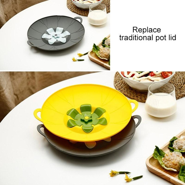 Silicone Flower Spill-proof Pot Lid Rotatable Pot Lid Kitchen Gadget, Size: 29cm Large Yellow