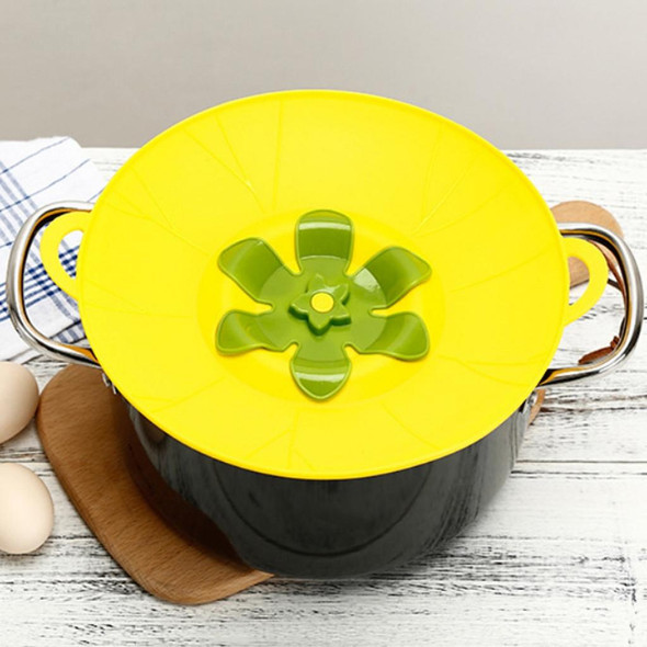 Silicone Flower Spill-proof Pot Lid Rotatable Pot Lid Kitchen Gadget, Size: 29cm Large Yellow