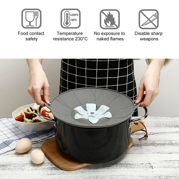 Silicone Flower Spill-proof Pot Lid Rotatable Pot Lid Kitchen Gadget, Size: 23cm Small Gray