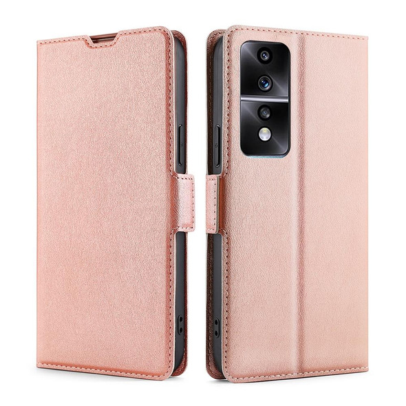 For Honor 80 GT Ultra-thin Voltage Side Buckle Horizontal Flip Leatherette Phone Case(Rose Gold)