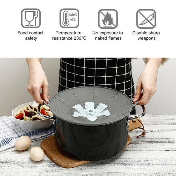 Silicone Flower Spill-proof Pot Lid Rotatable Pot Lid Kitchen Gadget, Size: 29cm Large Gray