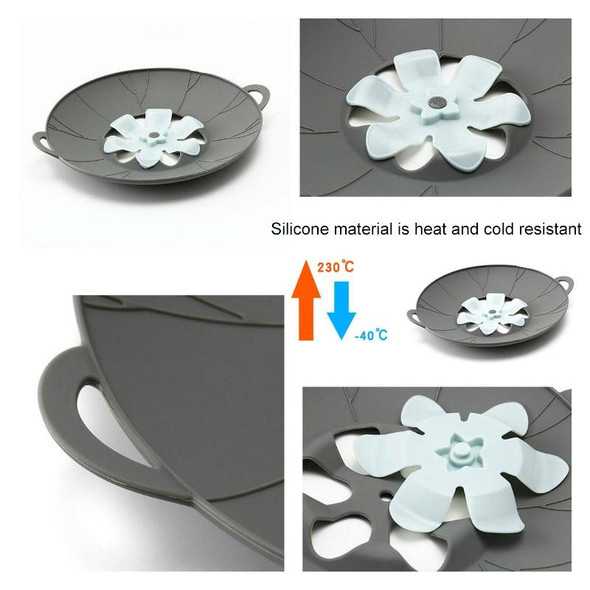 Silicone Flower Spill-proof Pot Lid Rotatable Pot Lid Kitchen Gadget, Size: 29cm Large Gray