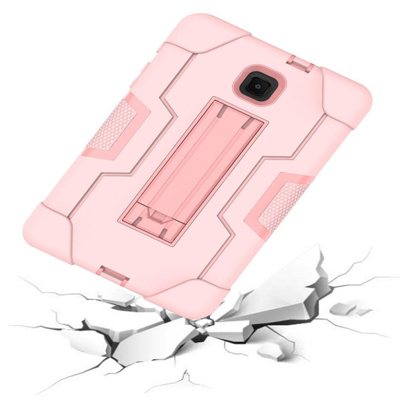 For Galaxy Tab A 8.0 (2018) T387  Contrast Color Silicone + PC Combination Case with Holder(Rose Gold)