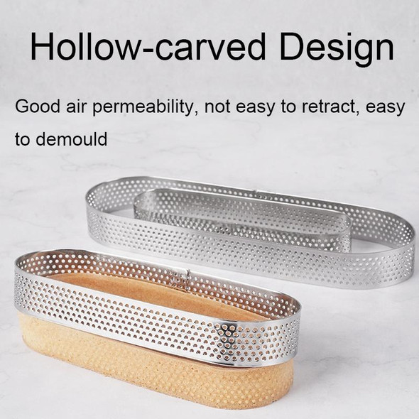 BN1006 Stainless Steel Mousse Circle Thickened Perforated Cake Mold DIY Baking Tools, Specification: Oval 7.2 inches