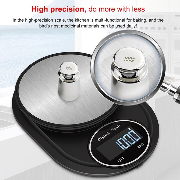 Home Kitchen Electronic Scale High Precision Stainless Steel Jewelry Scale, Style:No Edging, Specification:3kg/0.1g