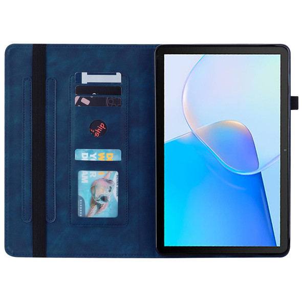 For Huawei MatePad SE Skin Feel Solid Color Zipper Leatherette Tablet Case(Blue)