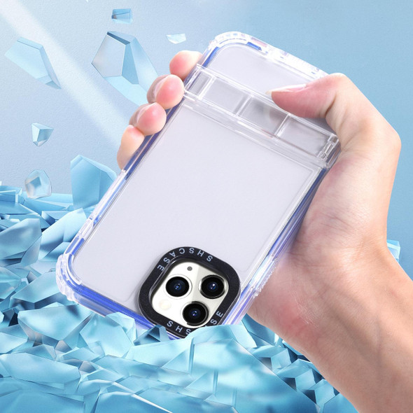 For iPhone 12 / 12 Pro 2 in 1 360 Invisible Holder Phone Case(Dark Blue)