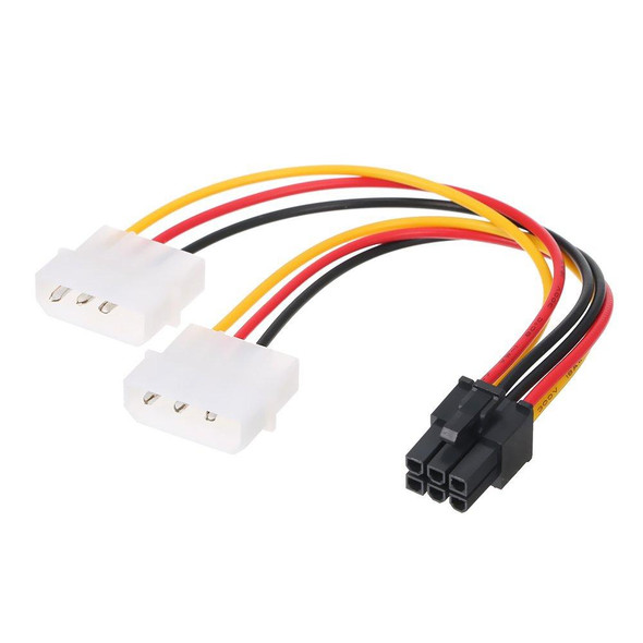 6 Pin Male to 2 x 4 Pin Female Power Cable, Length: 17.5cm