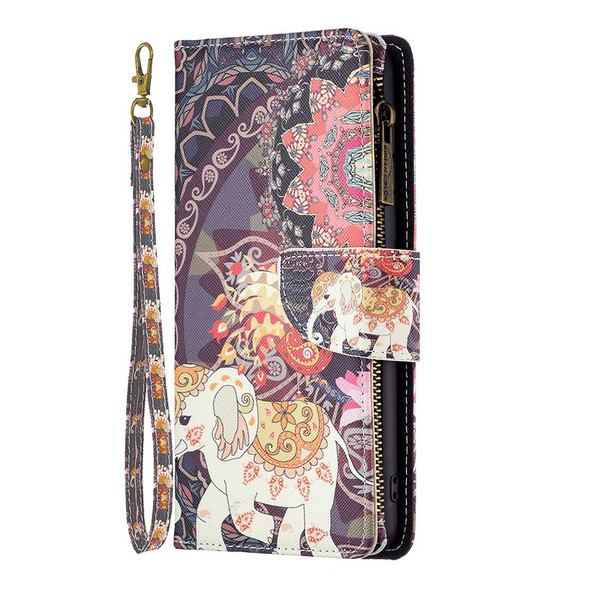For Xiaomi Redmi Note 12 Pro 5G Global Colored Drawing Pattern Zipper Leather Phone Case(Flower Elephants)
