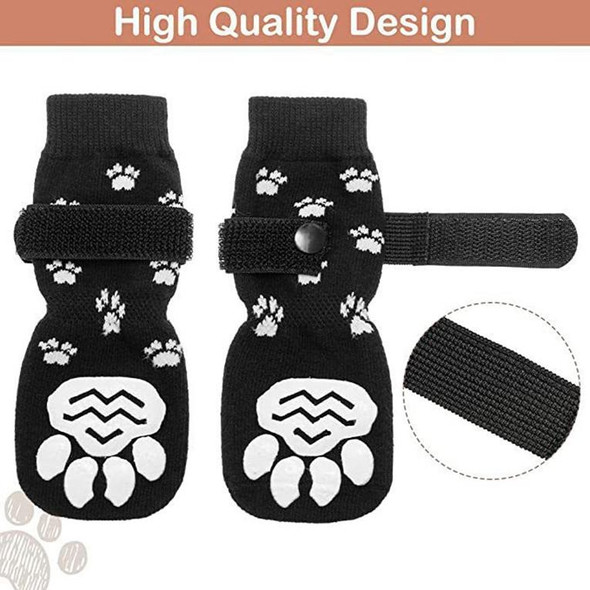 4pcs Dog Knitted Breathable Footwear Outdoor Non-slip Pet Socks, Size: M(Yellow)