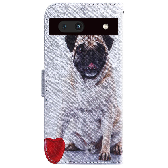 For Google Pixel 7a Coloured Drawing Flip Leatherette Phone Case(Pug)
