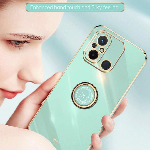 For Xiaomi Redmi 12C 4G XINLI Straight Edge 6D Electroplate TPU Phone Case with Ring Holder(Cherry Purple)