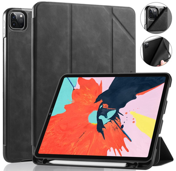 For iPad Pro 11 (2020) DG.MING See Series Horizontal Flip Leatherette Tablet Case with Holder & Pen Tray(Black)