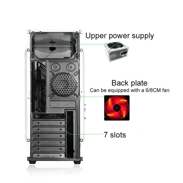 1728 USB 3.0 Main Chassis 440x180x480mm Micro-ATX / ATX PC PC Desktop Game Computer Case(Black)