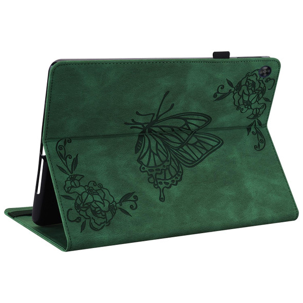 For Huawei MatePad SE Butterfly Flower Embossed Leatherette Tablet Case(Green)