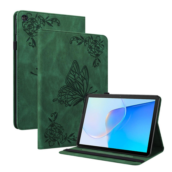 For Huawei MatePad SE Butterfly Flower Embossed Leatherette Tablet Case(Green)