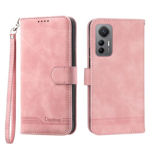 For Xiaomi 12T Dierfeng Dream Line TPU + PU Leather Phone Case(Pink)