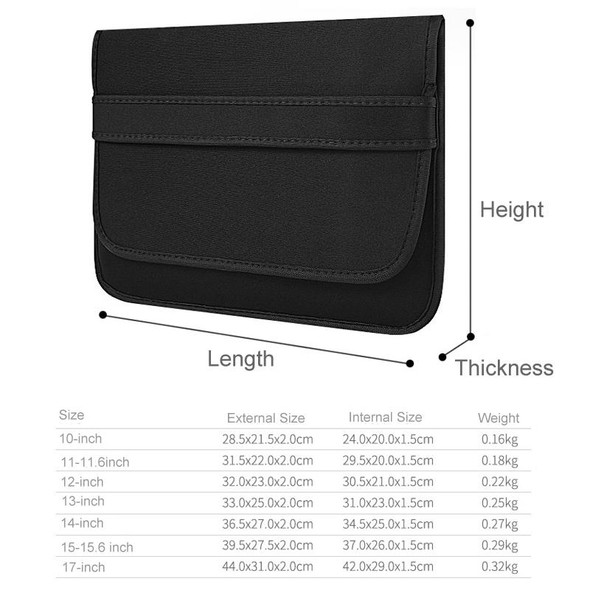 10 Inch Neoprene Laptop Lining Bag Horizontal Section Flap Clutch Bag(Black)