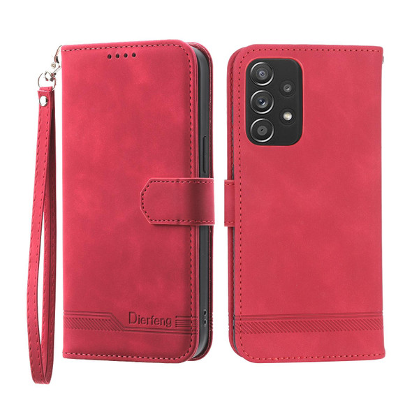 For Samsung Galaxy A52 5G / 4G Dierfeng Dream Line TPU + PU Leatherette Phone Case(Red)