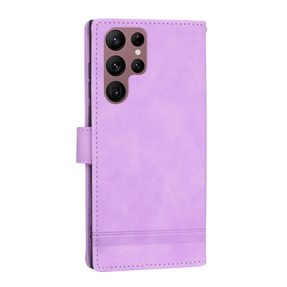 For Samsung Galaxy S22 Ultra 5G Dierfeng Dream Line TPU + PU Leatherette Phone Case(Purple)