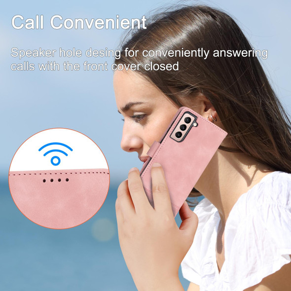 For Samsung Galaxy S21 5G Dierfeng Dream Line TPU + PU Leatherette Phone Case(Pink)