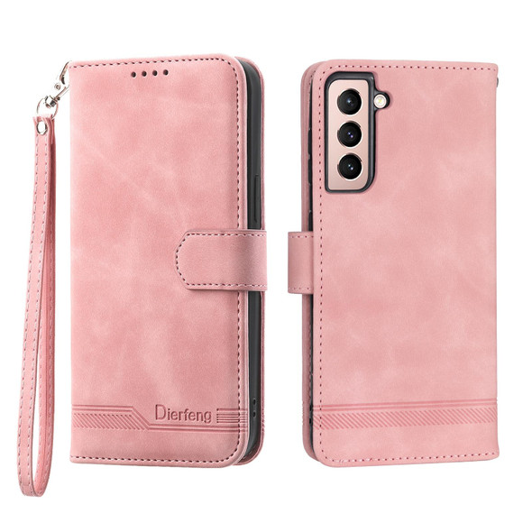 For Samsung Galaxy S21 5G Dierfeng Dream Line TPU + PU Leatherette Phone Case(Pink)