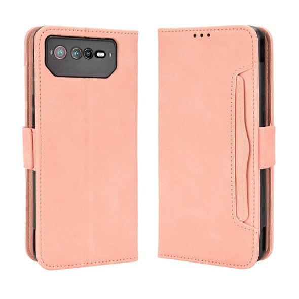 For ASUS ROG Phone 6 / 6 Pro Skin Feel Calf Texture Card Slots Leatherette Phone Case(Pink)