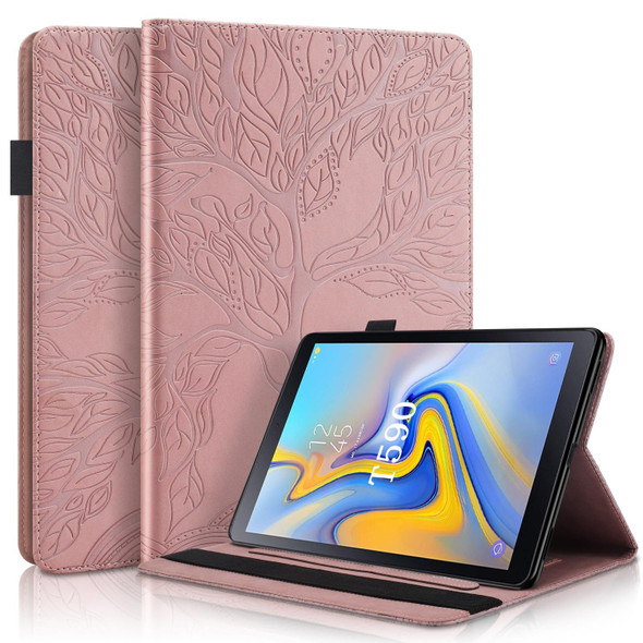 For Samsung Galaxy Tab A 10.5 T590 Life Tree Series Horizontal Flip Leatherette Case with Holder & Card Slots & Pen Slot(Rose Gold)