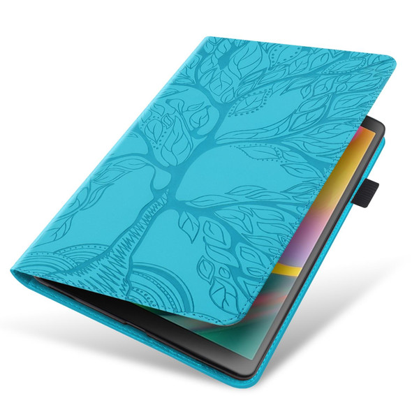 For Huawei MediaPad T5 10.1 inch Life Tree Series Horizontal Flip Leatherette Case with Holder & Card Slots & Pen Slot(Lake Blue)