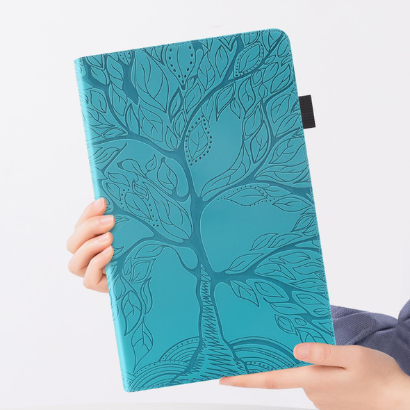 For Samsung Galaxy Tab A 8.0 (2019) T290 Life Tree Series Horizontal Flip Leatherette Case with Holder & Card Slots & Pen Slot(Lake Blue)