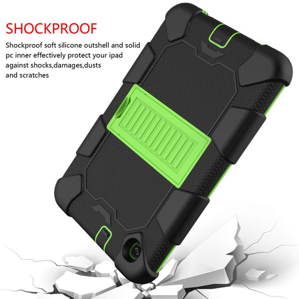 For Samsung Galaxy Tab A 8.4 (2020) Shockproof Two-Color Silicone Protection Case with Holder(Black+Olivine)